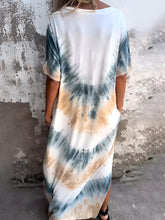 Full Size Pocketed Tie-Dye Short Sleeve Dress OutfitFlow